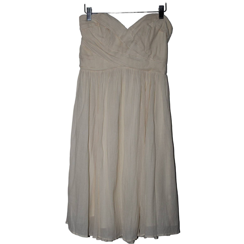 Women's French Connection Cream Dress Formal Midi Dress Strapless Dress Size 8
